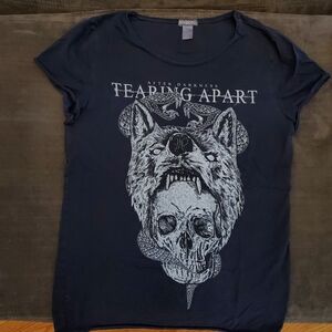 DIVIDED ☠️ Men's h&m sz S Black Goth Wolf Skull Snake Graphic Tee